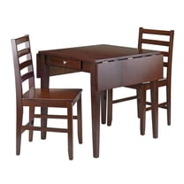 Winsome Wood Perrone 3-Pc Dining Set, Drop Leaf Table, 2 Chairs, Walnut ...