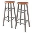 thumbnail image 1 of Winsome Wood Huxton 2-PC Bar Stools, Oyster Gray & Teak Finish, 1 of 8