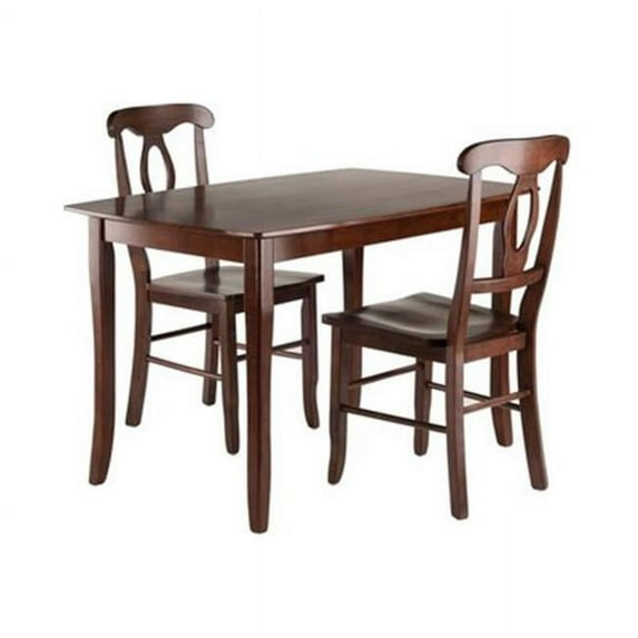 Winsome Wood Inglewood 3-Pc Dining Set, Table & 2 Key Hole Back Chairs, Walnut Finish
