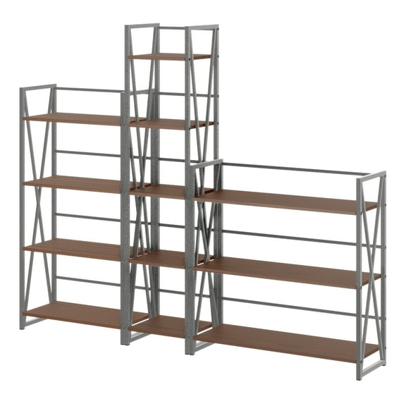 Winsome Wood Isa 3-Pc Shelving Set, Graphite and Walnut Finish