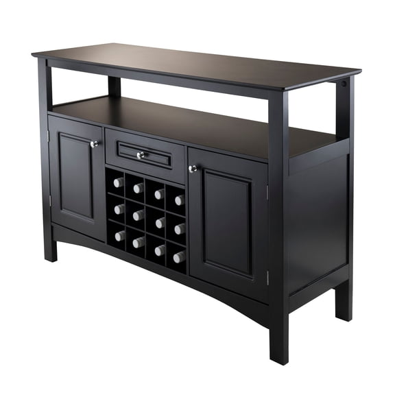 Contemporary Home Living 49.25" Black and Silver Contemporary Storage Buffet