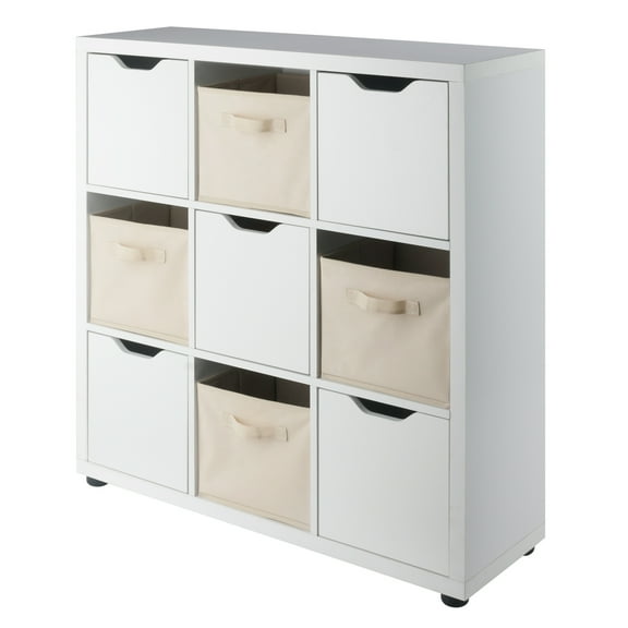 Winsome Julian 3x3 Storage 5-Pc Cabinet Set, Beige & White