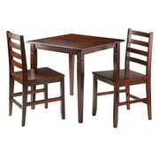 Winsome Wood Kingsgate 3-Pc Dining Set, Table & 2 Ladder Back Chairs, Walnut Finish