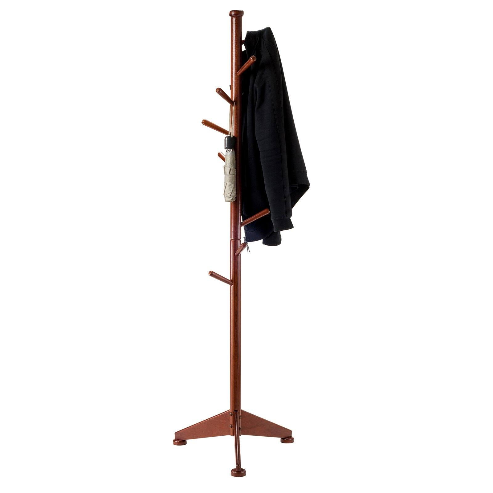 Lily Walnut Finish Solid Wood 9-Peg Coat Tree
