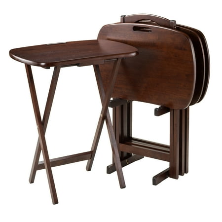 Winsome Lucca 5-Piece Snack Table Set, Walnut Finish