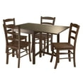 thumbnail image 1 of Winsome Wood Lynden 5-Pc Dining Set, Drop Leaf Table & 4 Ladder Back Chairs, Walnut Finish, 1 of 10