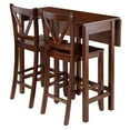 thumbnail image 1 of Winsome Wood Lynnwood 3-Pc Set, Drop Leaf Table & 2 V-Back Counter Stools, Walnut Finish, 1 of 4