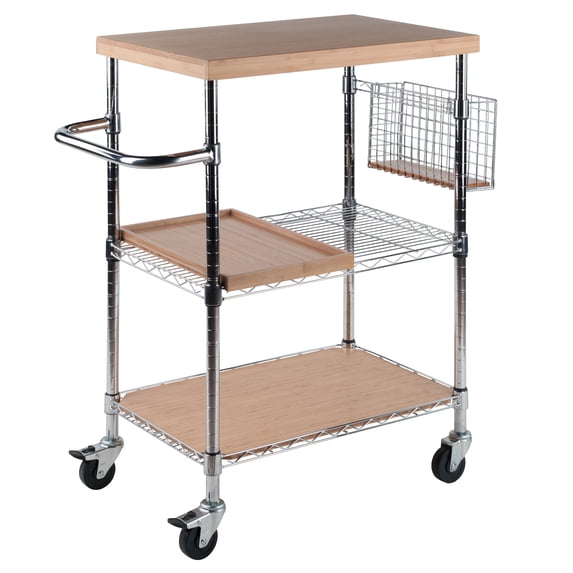 Winsome Wood Madera Kitchen Utility Cart, Bamboo Finish