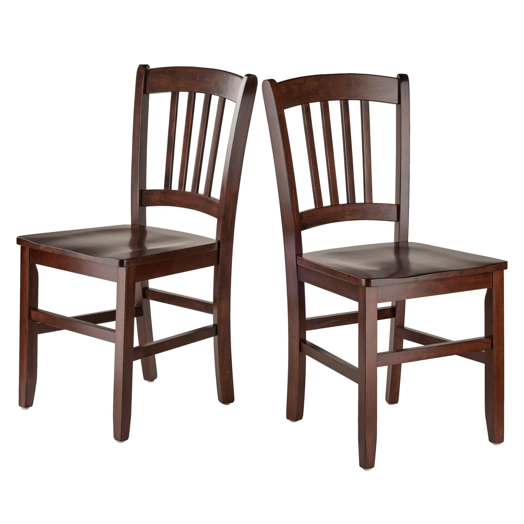 Walnut Slat Back Upholstered Side Chairs, Set of 2