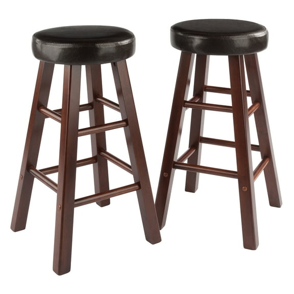 Winsome Maria 2-Pc Cushion Seat Counter Stool Set, Espresso & Walnut