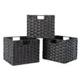 thumbnail image 1 of Winsome Wood Melanie 3-Pc Woven Fiber Basket Set, Foldable, Chocolate, 1 of 9