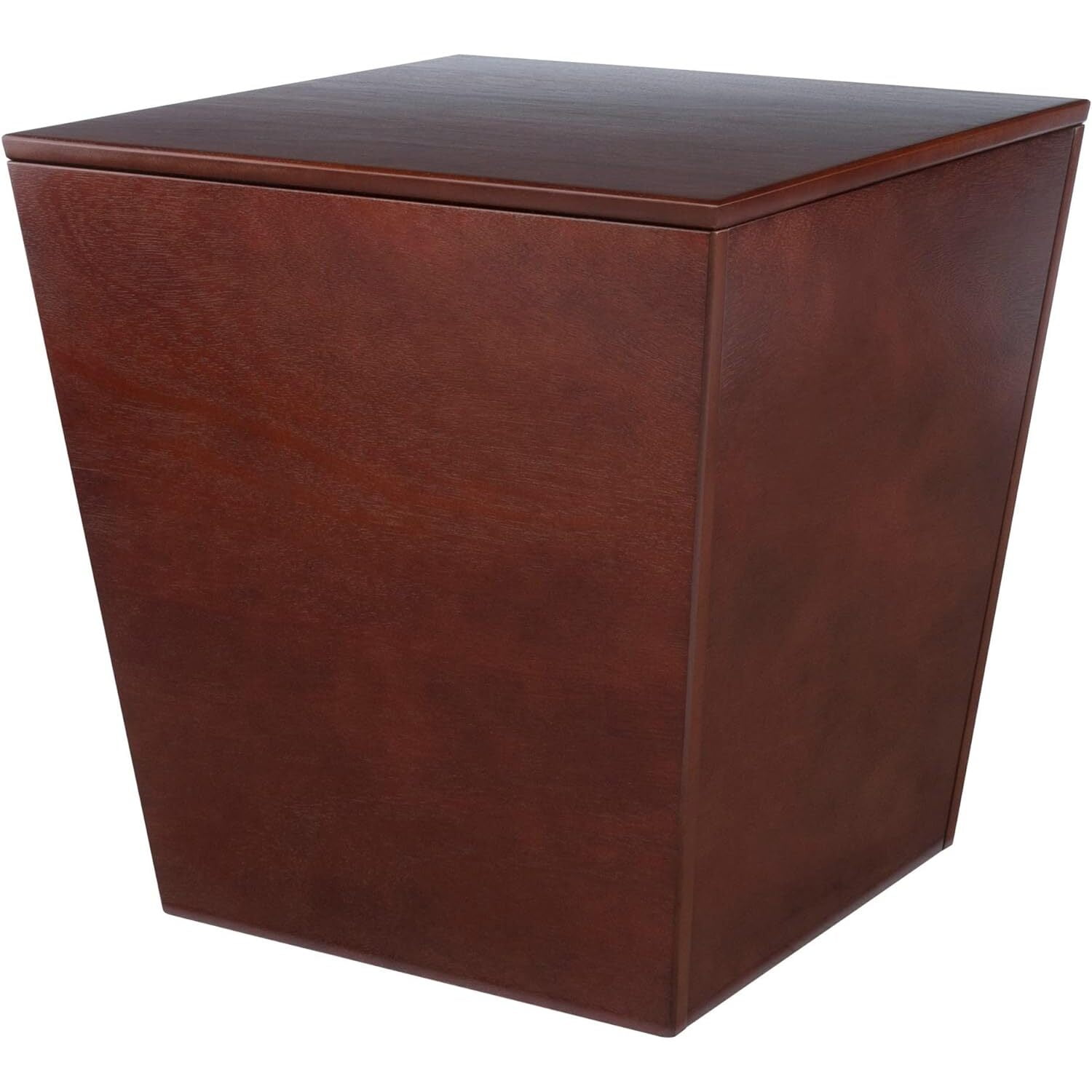 Transitional Walnut Wood Storage Cube End Table 18.5"