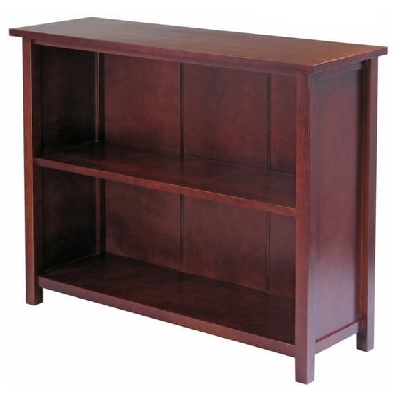 Winsome Wood Milan 2-Section Bookcase, Wide Shelf, Walnut Finish