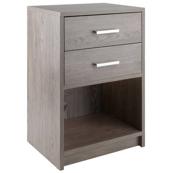 Winsome Molina 2-Drawer Nightstand, Ash Gray Finish