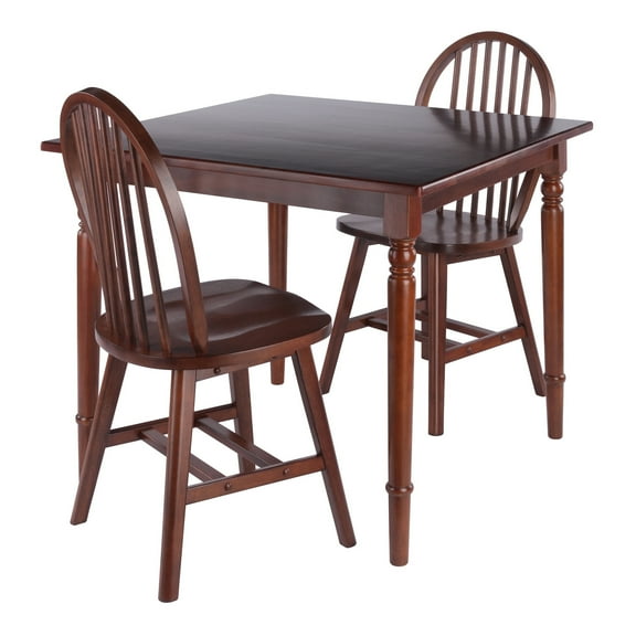 Winsome Wood Mornay 3-Pc Dining Table with Windsor Chairs, Walnut