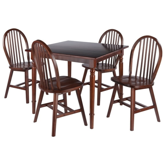 Winsome Wood Mornay 5-Pc Set, Dining Table with 4 Windsor Chairs, Walnut Finish