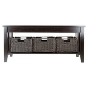 Winsome Wood Morris Coffee Table with 3 Storage Baskets, Espresso Finish