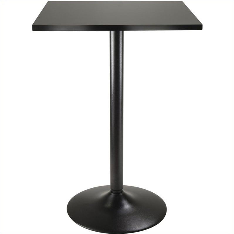 Sleek Transitional Black Square Counter Height Pub Table