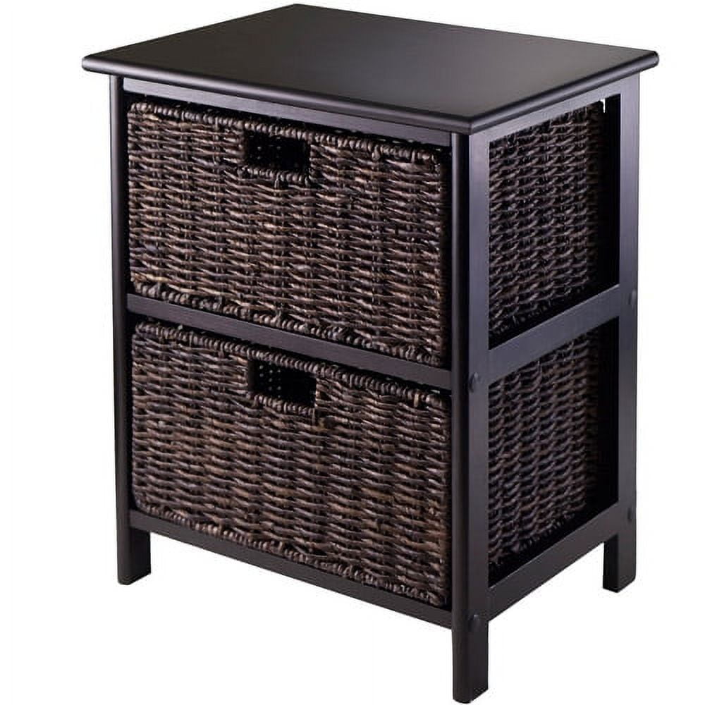 Winsome Wood Omaha Storage Rack, 2 Chocolate Baskets, Black Finish