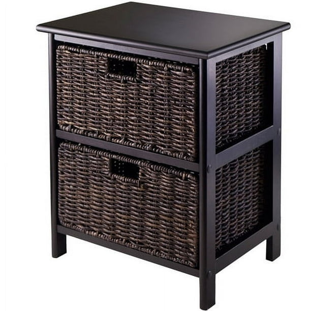 Winsome Wood Omaha Storage Rack, 2 Chocolate Baskets, Black Finish