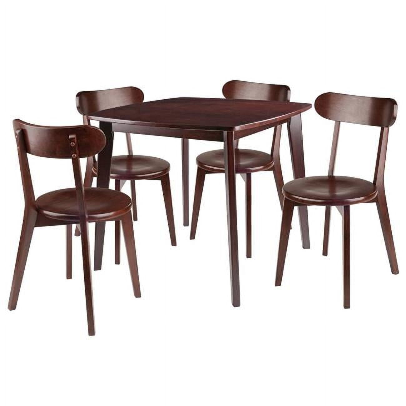 Winsome Walnut Solid Wood Dining Table Set with 4 Chairs