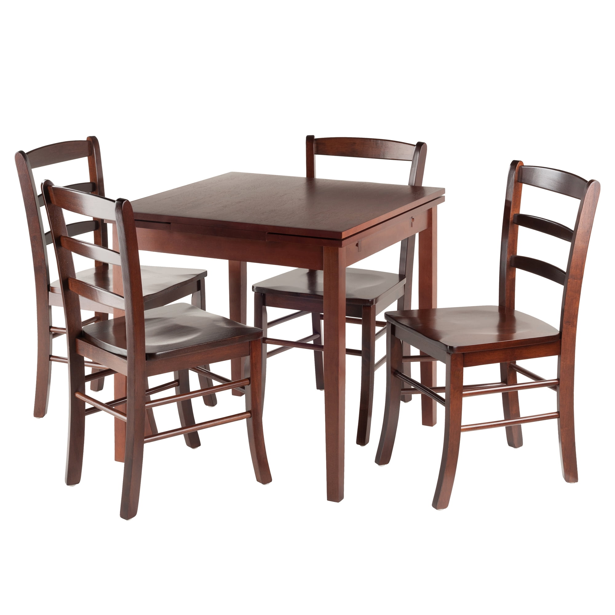 Walnut 5-Piece Dining Set with Ladder Back Chairs