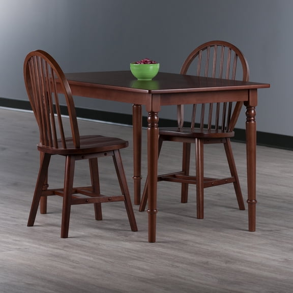 Contemporary Home Living Rectangular Dining Table with Windsor Chairs - 47.25" - Walnut Brown -