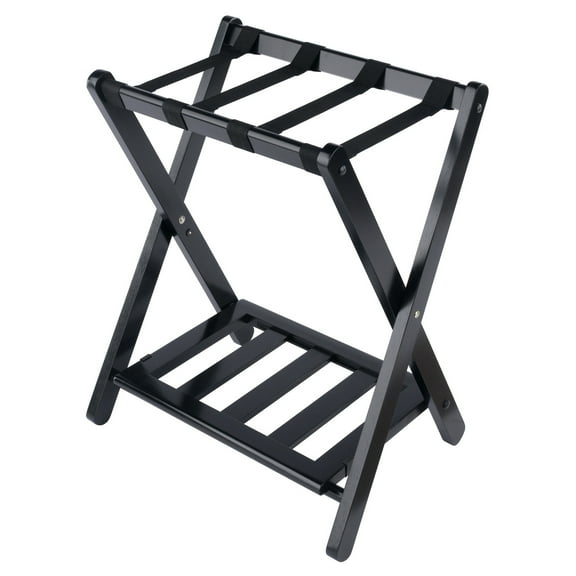 Winsome Wood Raya Luggage Rack with Shelf, Black Finish