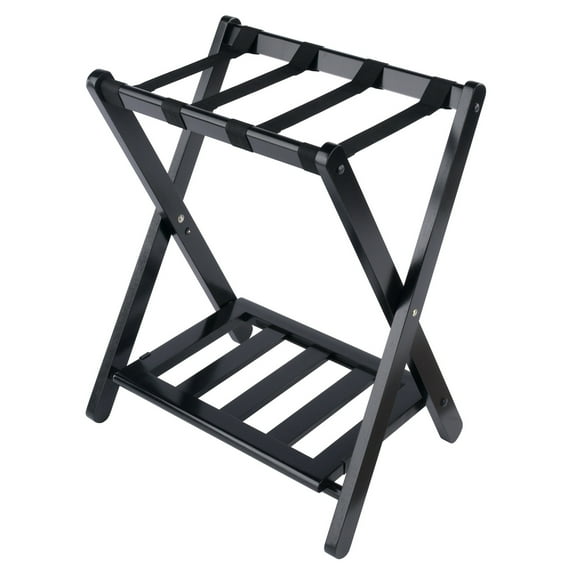 Winsome Wood Raya Luggage Rack with Shelf, Black Finish