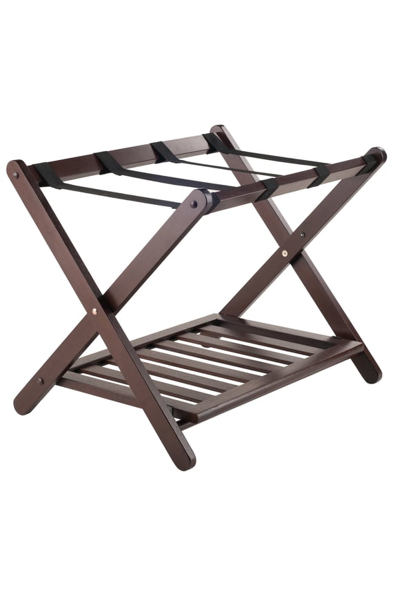 Reese Luggage Rack with Shelf, Cappuccino Finish