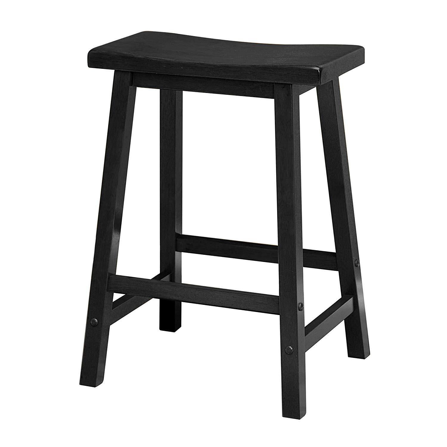 Winsome Traditional Black Wood 24" Saddle Seat Counter Stool