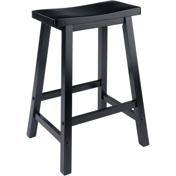 Winsome Satori Saddle Seat Counter Stool, Black-Size:24"