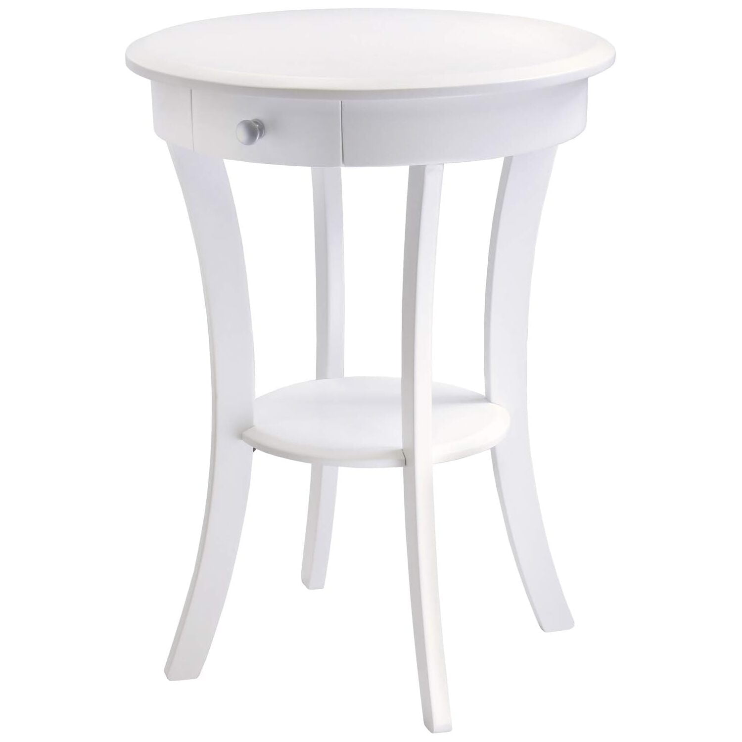 Elegant Sasha 20" White Wood Round Table with Storage