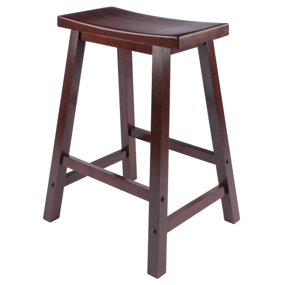 Winsome Wood Satori Saddle Seat Counter Stool, 24", Walnut | 2 Pack