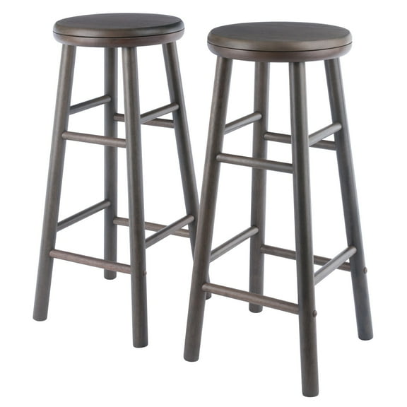 Winsome Wood Shelby 2-Piece Swivel Seat Bar Stools, Oyster Gray Finish