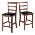 thumbnail image 1 of Winsome Wood Simone 2-Pc Cushion Ladder-back Counter Stool Set, Black & Walnut, 1 of 9