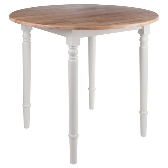 Winsome Sorella Round Drop Leaf Dining Table, Natural & White Finish