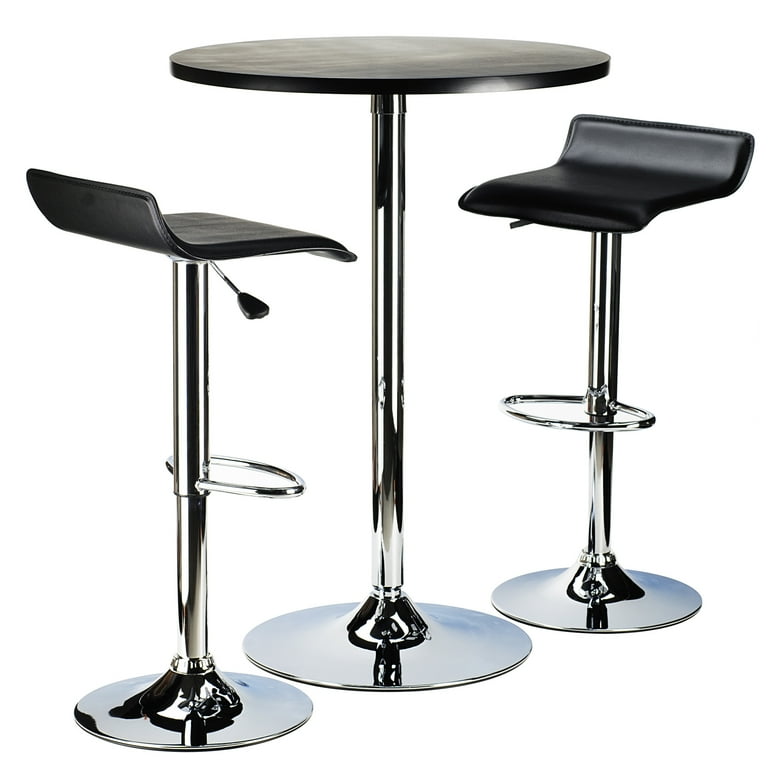Winsome Wood Spectrum Pub Table Stools 3PC Set Black Chrome