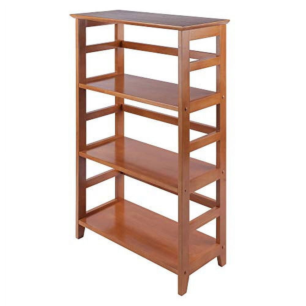 Honey Pine 4-Shelf Brown Wooden Office Bookshelf