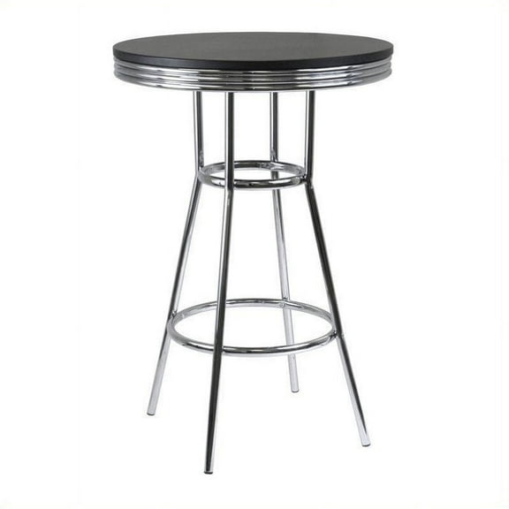 Winsome Summit Round Pub Table, Black & Chrome