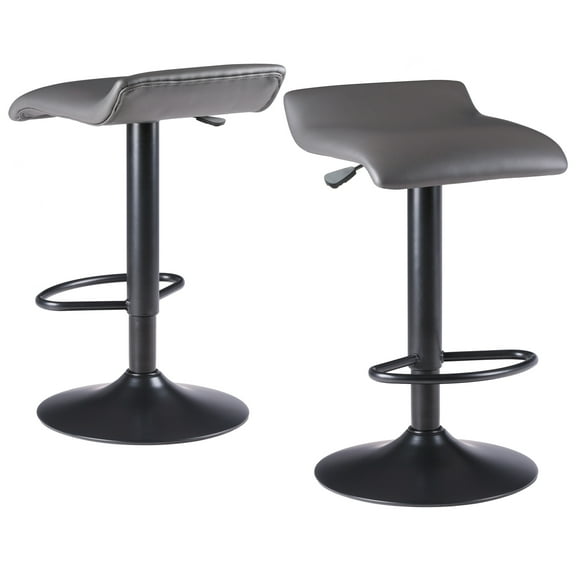 Winsome Wood Tarah 2-Pc Adjustable Swivel Stool Set, Black & Slate Gray Finish
