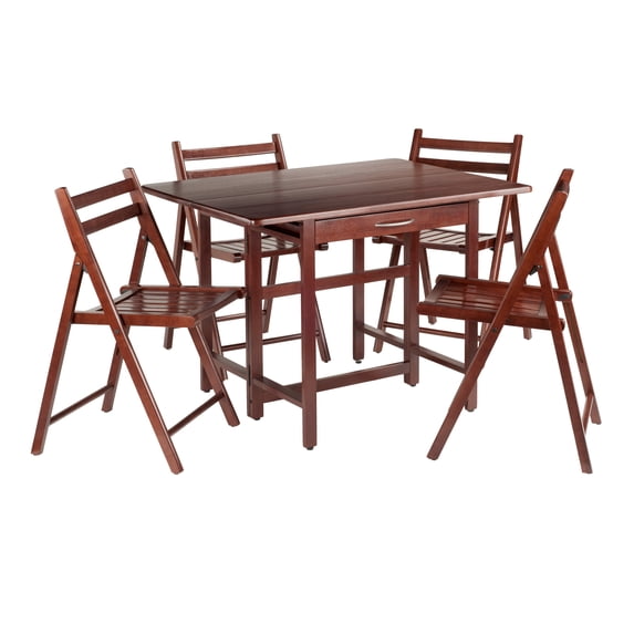 Winsome Taylor 5-Piece Drop Leaf Solid Wood Dining Set in Walnut
