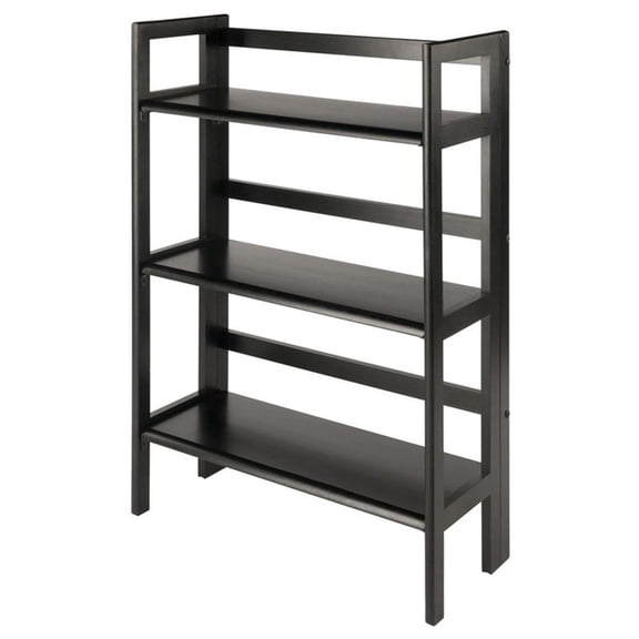 Winsome Terry 3-Tier Solid Wood Stackable and Folding Book Shelf in Black