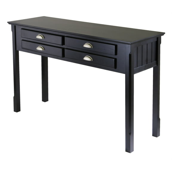Winsome Wood Timber Console Table with Four Drawers, Black Finish