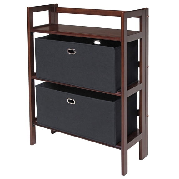 Winsome Torino 3-Pc Folding Storage Shelf Set w/ Fabric Basket