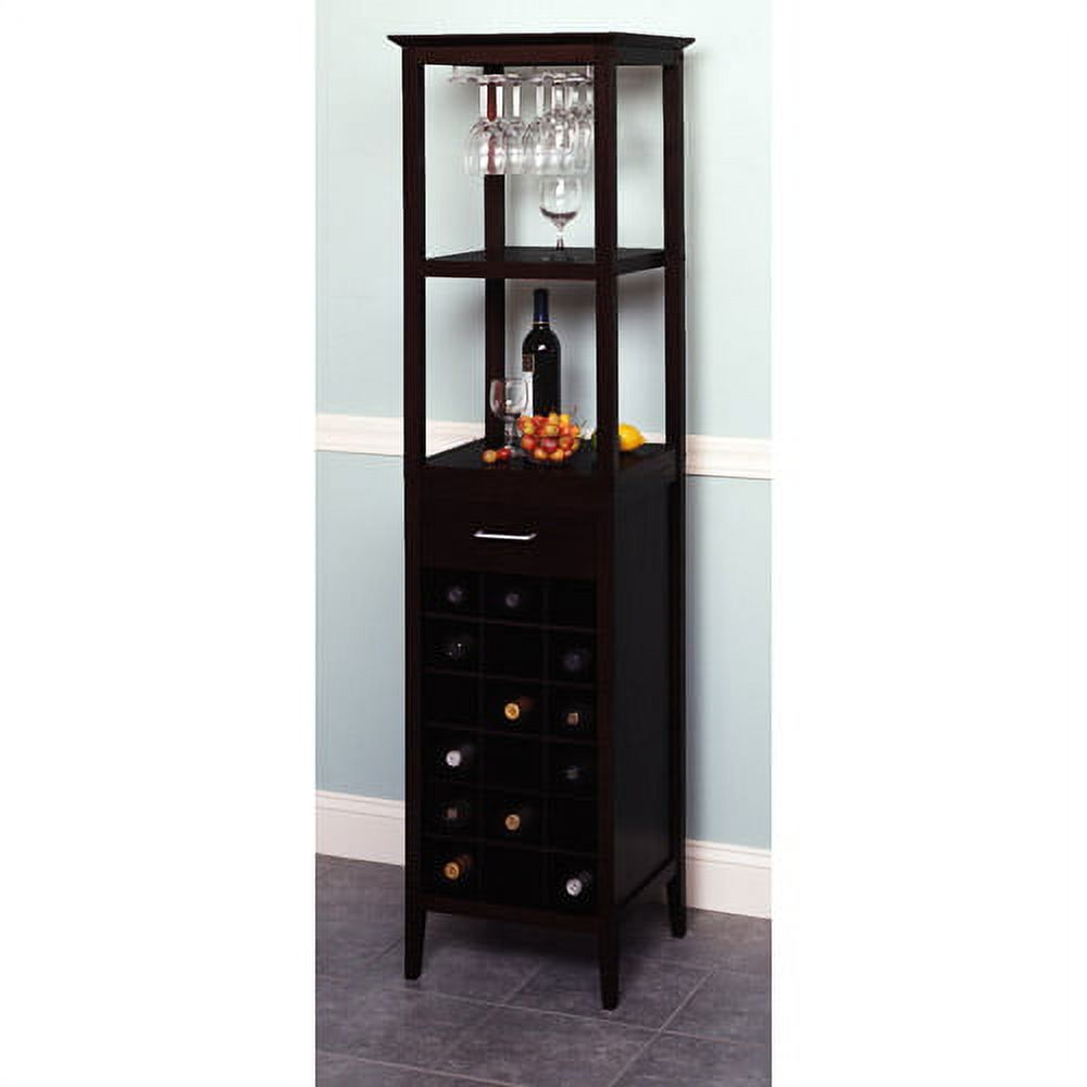 Winsome Wood Willis 18-Bottle Wine Tower With Rack and Shelves, Espresso Finish - image 1 of 4