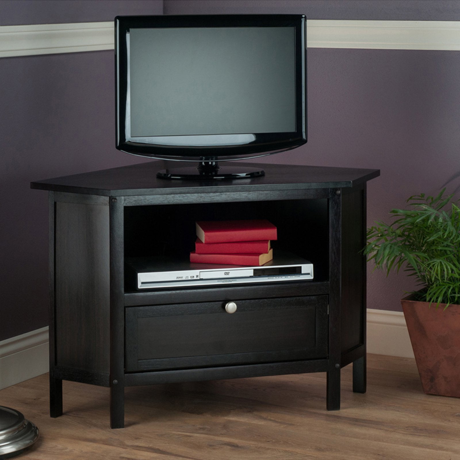 Winsome Wood Zena Corner TV Media Stand Espresso Finish