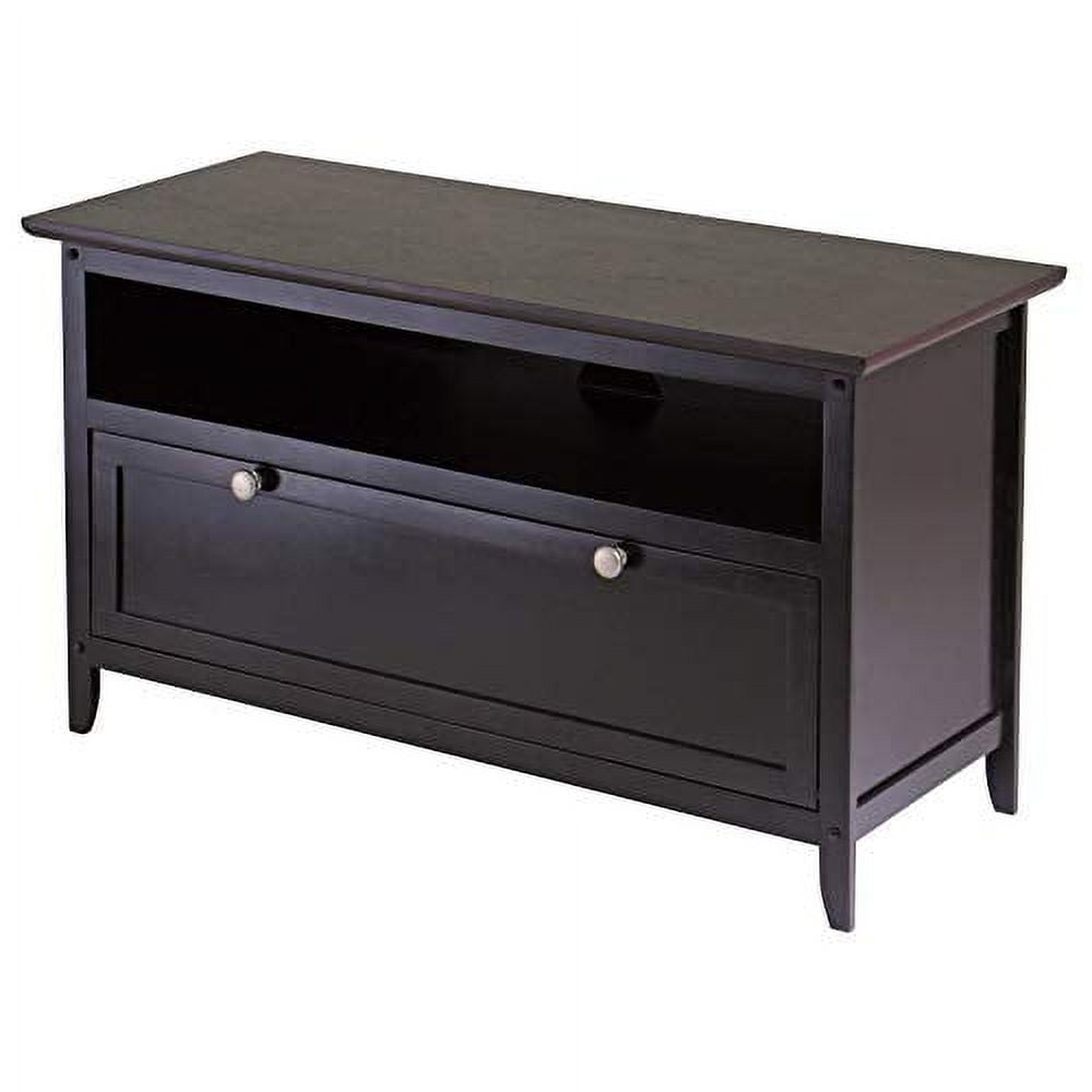 Espresso Transitional 36" TV Stand with Cabinet and Open Shelf