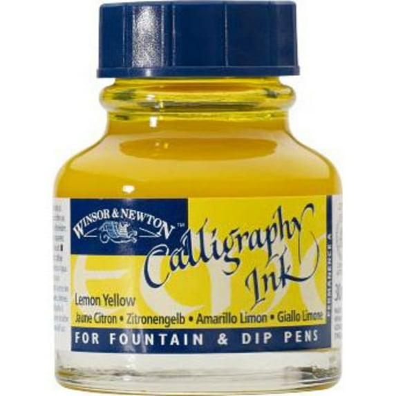 Winsor & Newton Calligraphy, Fountain, Dip, Technical Pen & Airbrush Ink, Lemon Yellow
