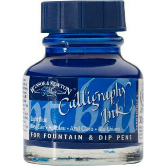 Winsor & Newton Calligraphy, Fountain, Dip, Technical Pen & Airbrush Ink, Light Blue